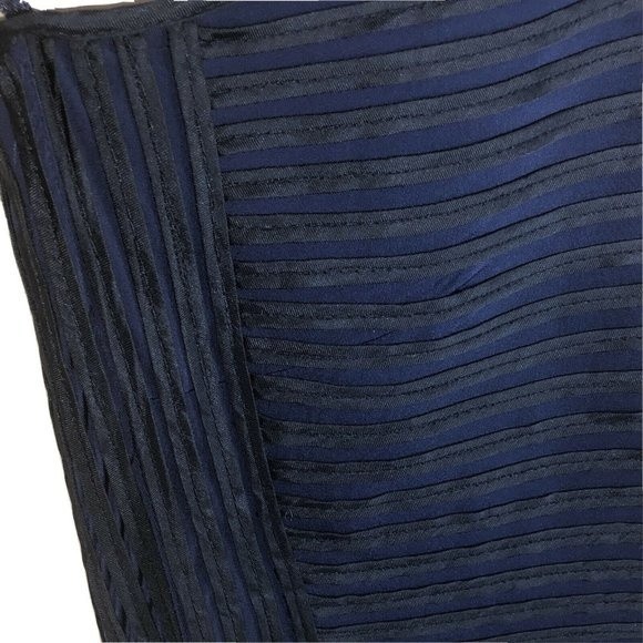 Adolfo Dominguez Designer Formal Midi Dress 6 One Shoulder Pintuck Navy Blue - Picture 11 of 14